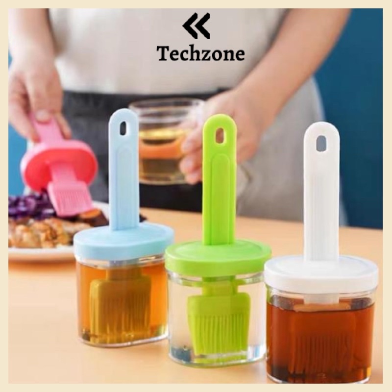 Chổi silicon quét dầu ăn kèm lọ đựng siêu tiện