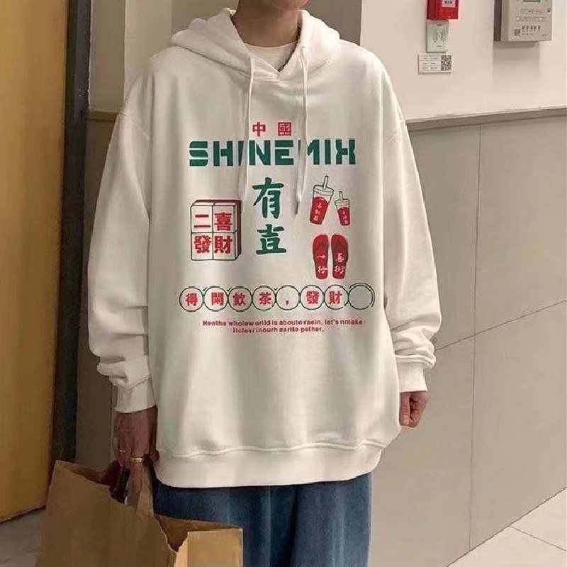 Áo hoodie dáng rộng in họa tiết graffiti phong cách đường phố hiphop đường phố Hàn Quốc có size lớn M-5XL cho nam