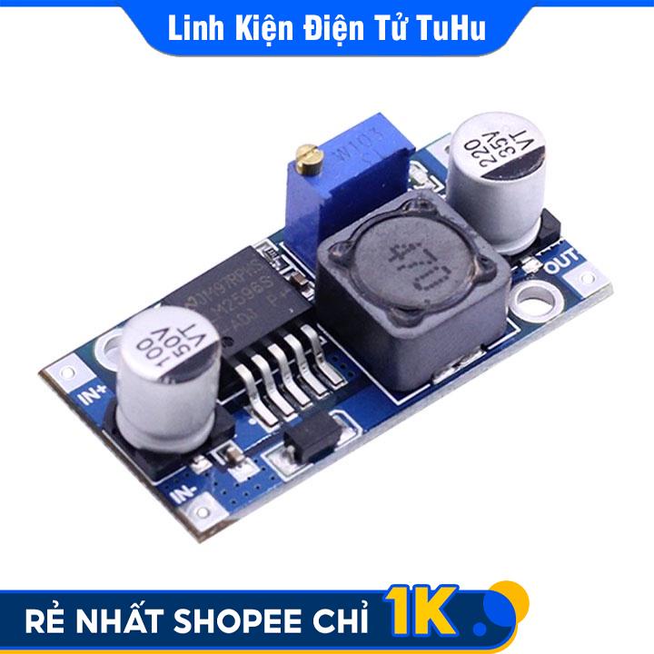 Module Hạ Áp Buck DC-DC LM2596 3A (Vào 4-35VDC Ra 1-30VDC) - Giảm Điện Áp Thông Qua Điều Chỉnh Biến Trở