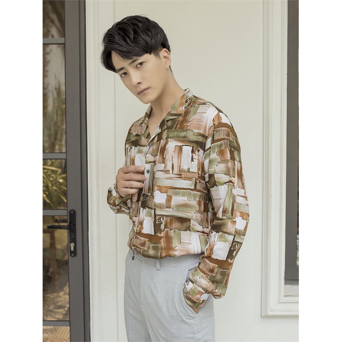 Áo sơ mi nam dài tay Aristino họa tiết châu Âu,vải mềm mướt, from rộng ALSM0209