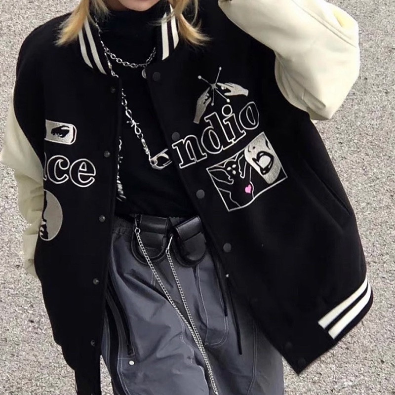 Áo bomber - Jacket Varsity tay da chất dạ INCENDIO form rộng unisex nam nữ