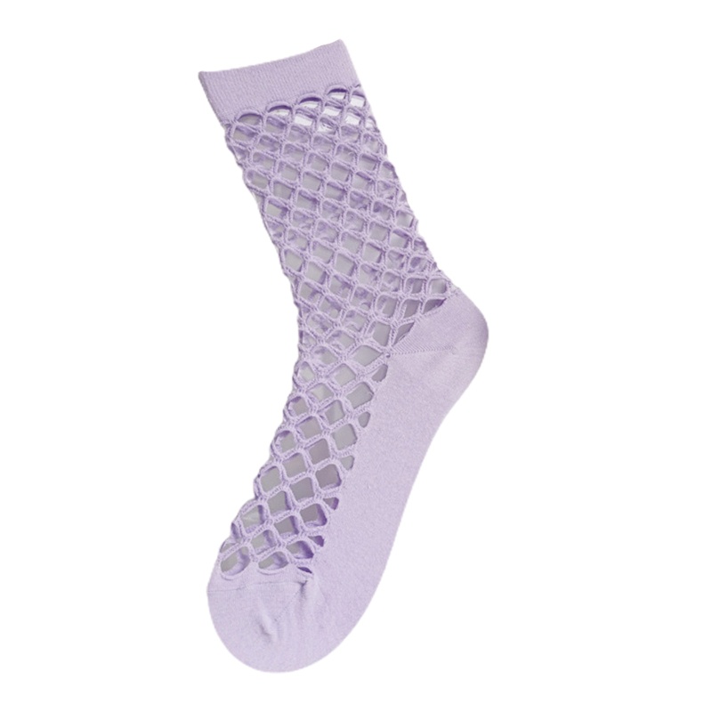 brroa Women Fishnet Socks Multi-color Hollow Out Socks Breathable Thin Mesh Socks Gift