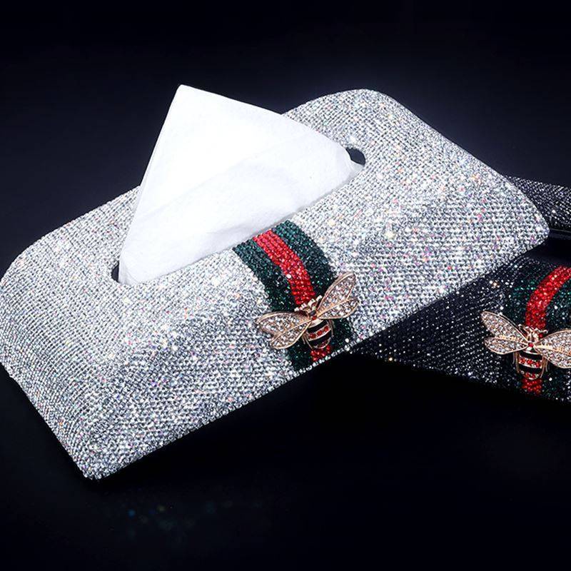 Hộp Đựng Khăn Giấy Hình Ong Đính Đá Sang Trọng Giá Đỡ