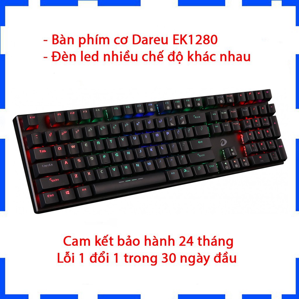 Bàn phím cơ Gaming Dareu EK1280 - Mã cũ DK1280 - Led RGB - Bảo hành 24 tháng [ Hàng chín hãng]