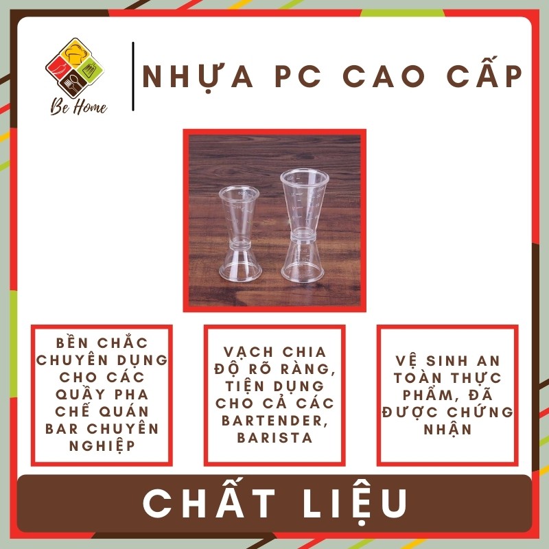 Jigger nhựa ly đong định lượng 2 đầu nhựa 2 size (10ml - 20ml &amp; 20ml - 40ml) dễ vệ sinh an toàn BEHOMEMALL