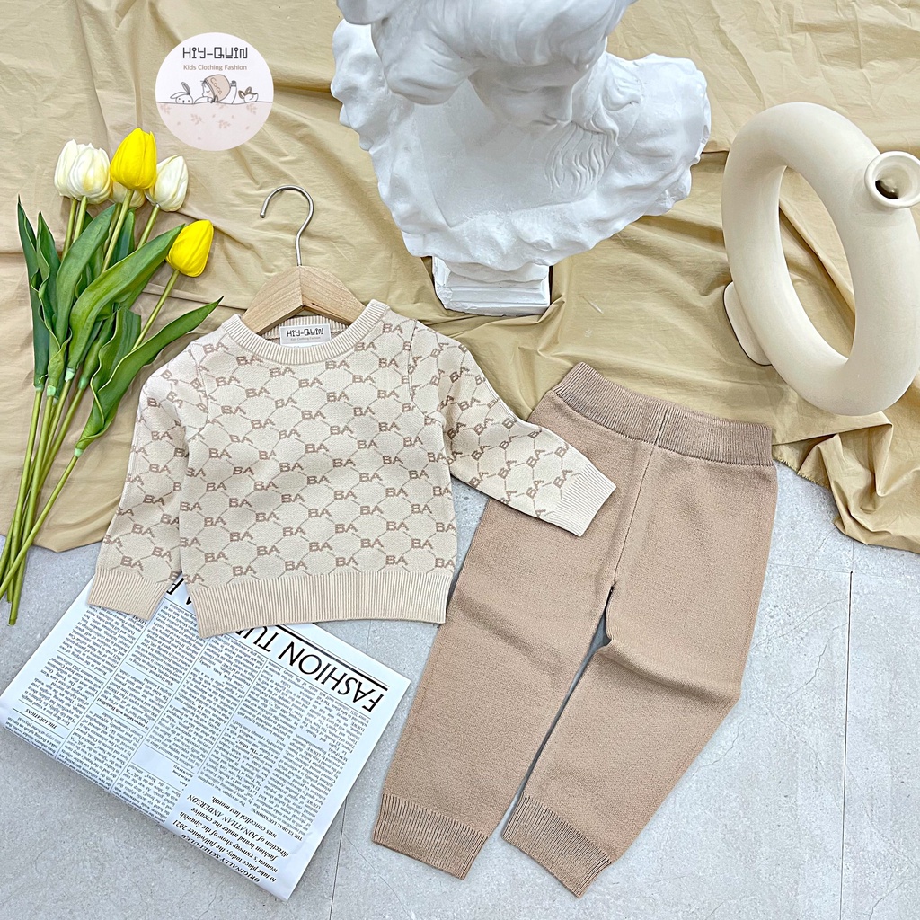 Bộ len Hiy Quin kẻ BA chất cotton thoải mái, an toàn cho da bé