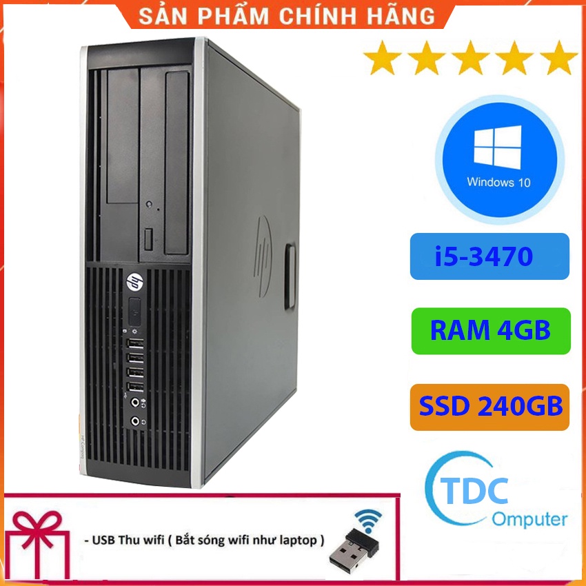 Case máy tính để bàn HP Compaq 6300 SFF CPU i5-3470 Ram 4GB SSD 240GB Tặng USB thu Wifi, Bảo hành 12 tháng