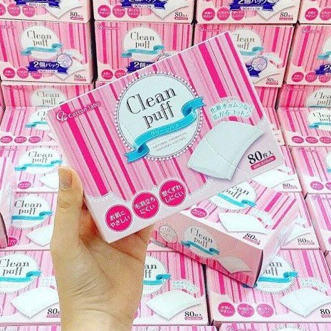 Bông Tẩy Trang Cotton Clean Puff Nhật Bản 80 Tờ | BigBuy360 - bigbuy360.vn