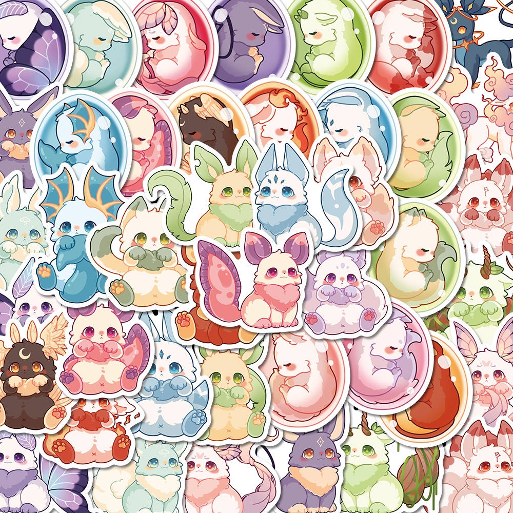 Set 50 Miếng Dán Hoạt Hình Chống Nước Dễ Thương Trang Trí Laptop