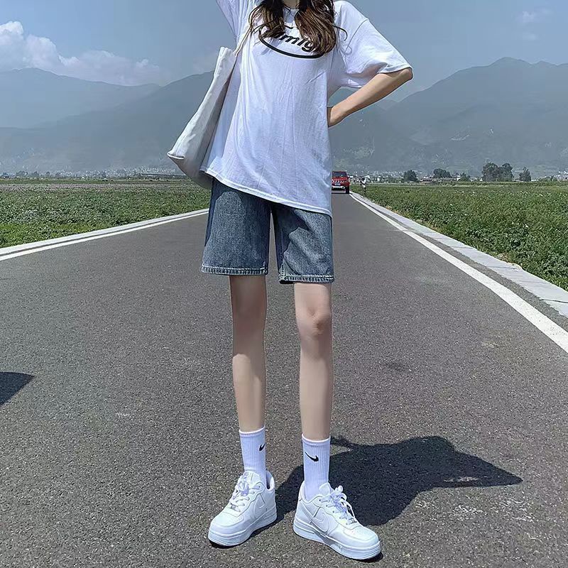 Quần Short Denim Lưng Cao Ống Rộng Thời Trang Mùa Hè Mới 2022 Dành Cho Nữ