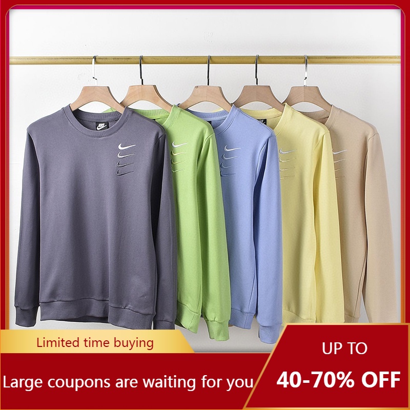 【origina*l】 Áo Nỉ Tay Dài Cổ Tròn In Chữ Nike SWOOS Thiết Kế Đơn Giản Thời Trang Cho Cặp Đôi