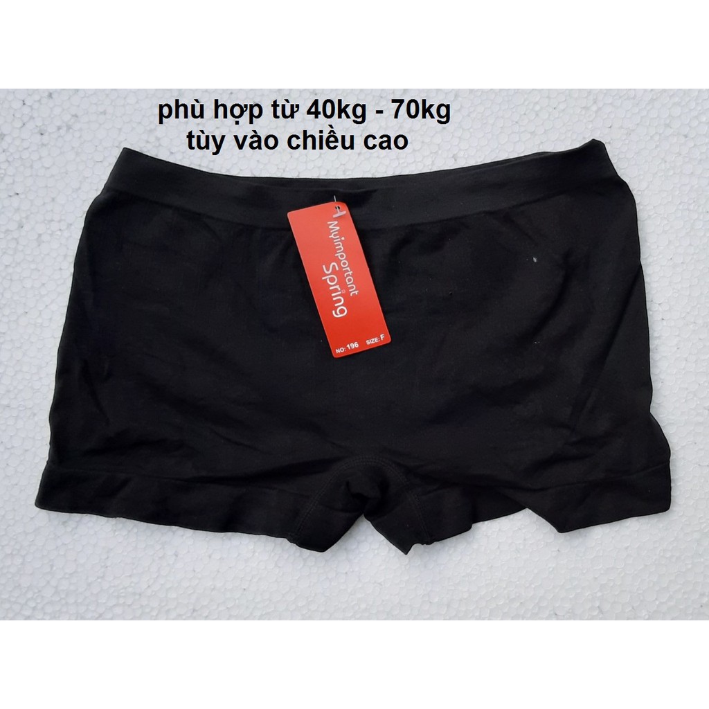 5 Cái Quần đùi short nữ Định Hình mặc trong váy Thun Lạnh 100% Poly Cotton thoáng mát ) Màu Đen 40kg - 70kg