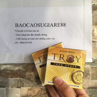 Bao cao su TROY Long Shock Bi gai kéo dài thời gian (hộp 3 cái)