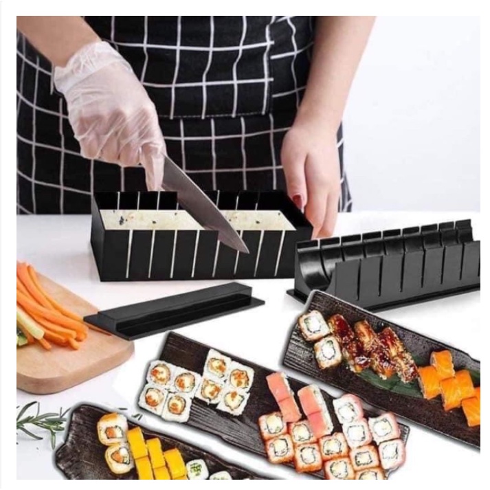 BỘ DỤNG CỤ CUỐN SHUSHI 10 MÓN , Bộ Dụng Cụ Làm Cơm Cuộn, Shushi, Khuôn Làm Cơm Cuộn Shushi- Kimbap