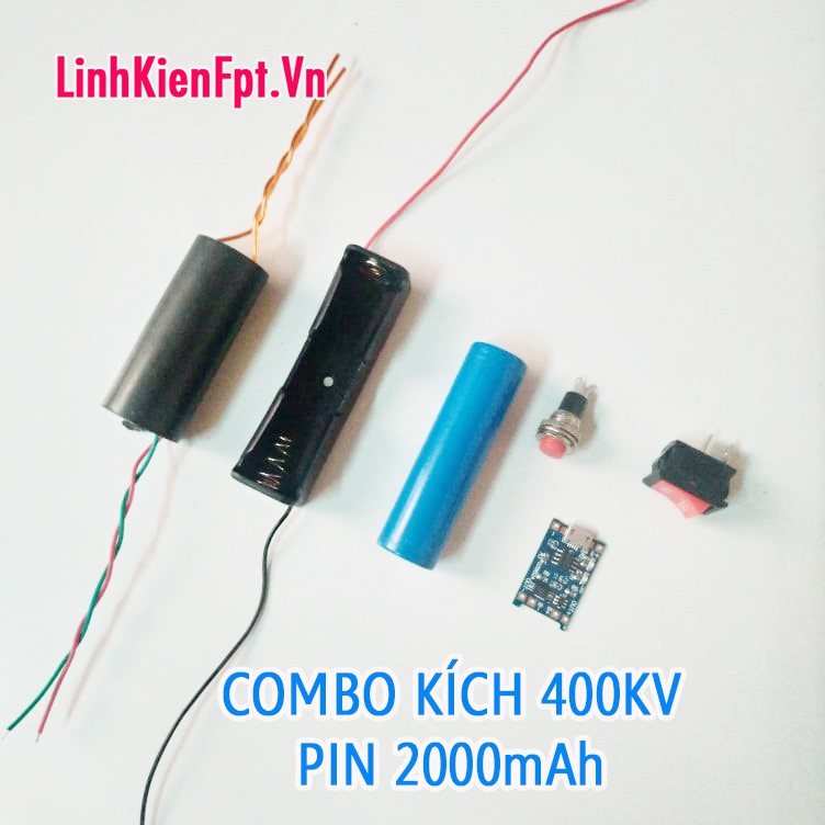 Bộ Kích điện 400KV- Combo Đầy Đủ Pin 2000mAh
