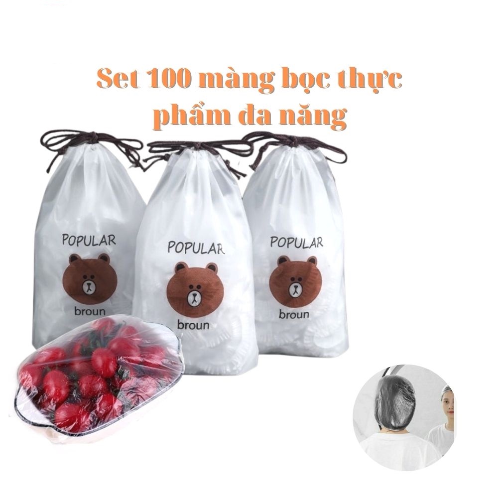Túi màng bọc thực phẩm co giãn siêu dai 100 cái đa năng tái sử dụng Binwee