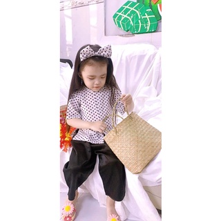 Set bà ba lụa kèm cài nơ cho bé