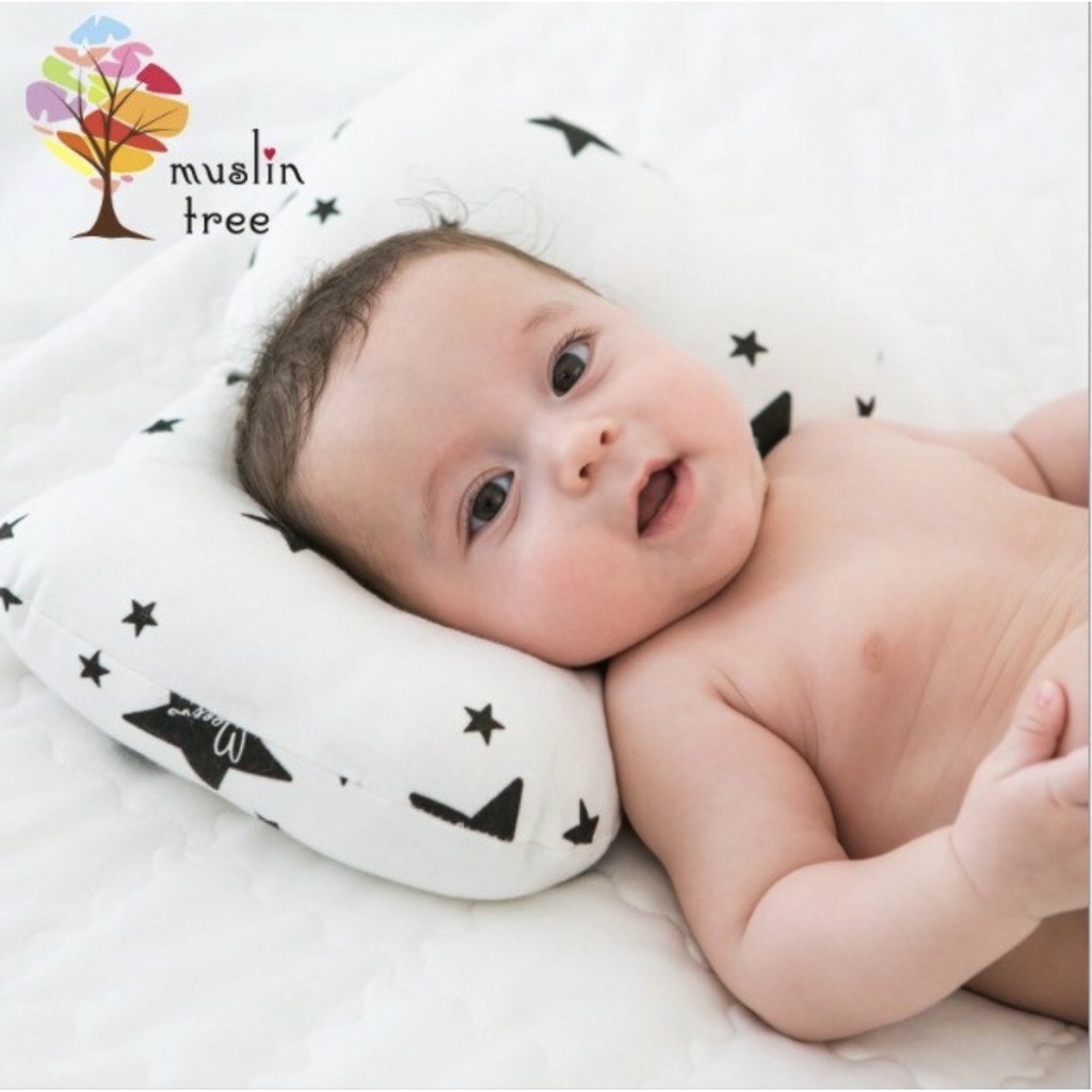 Gối lõm Muslin Tree cao cấp chống móp, méo đầu cho bé sơ sinh