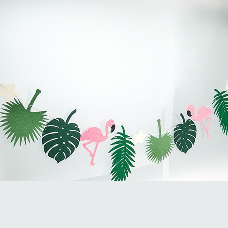 Dây gắn tường trang trí hình chim hồng hạc &amp; lá cây phong cách Hawaii