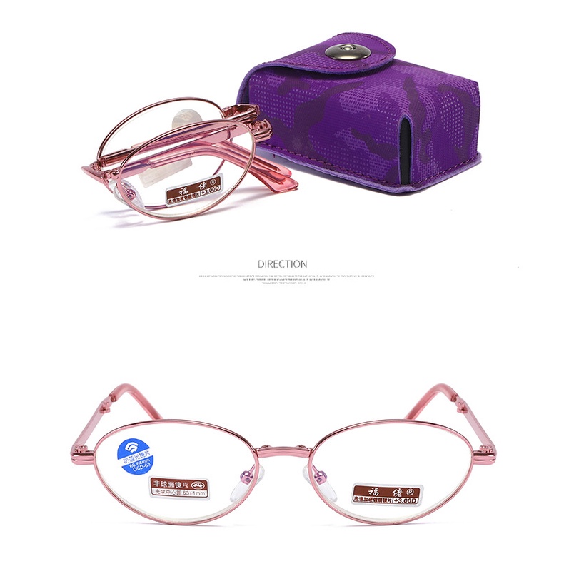 Kính viễn thị Gấp Gấp Thời trang Kính đọc sách chặn ánh sáng xanh cho nữ thoải mái với hộp đựng kính
