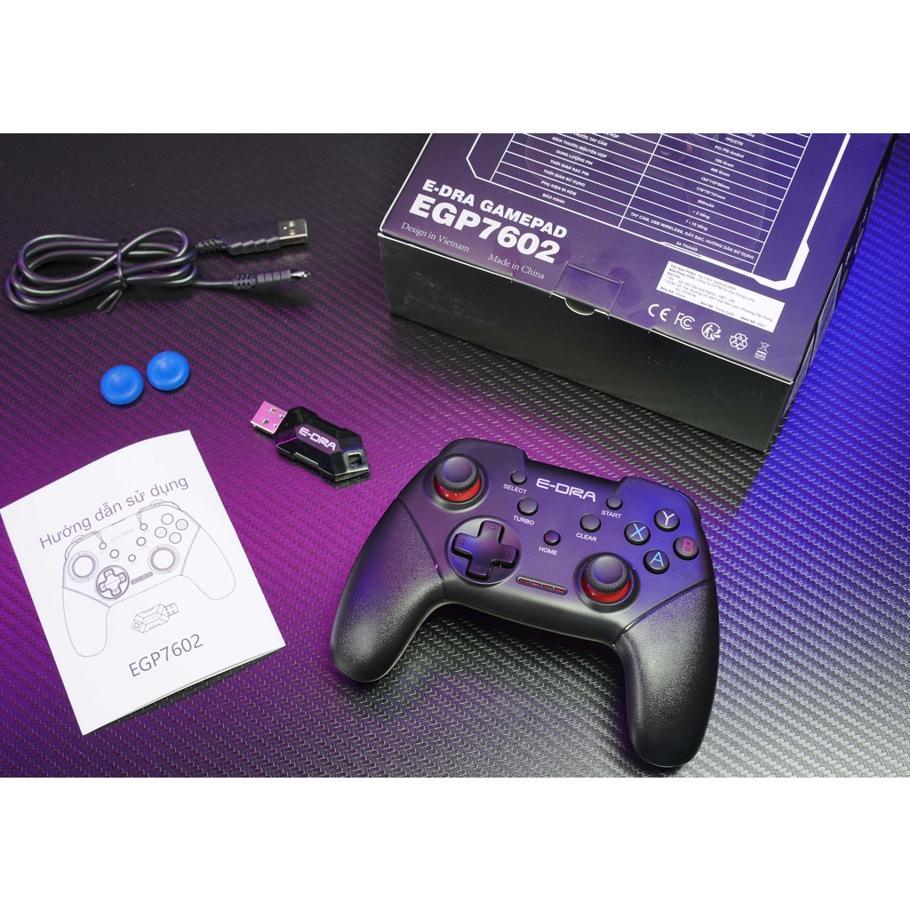 Tay cầm chơi game không dây E-dra EGP7602 / EGP7601 Chơi Game Fifa Online 4, Liên quân, Pubg ... - Wireless 2.4GHz
