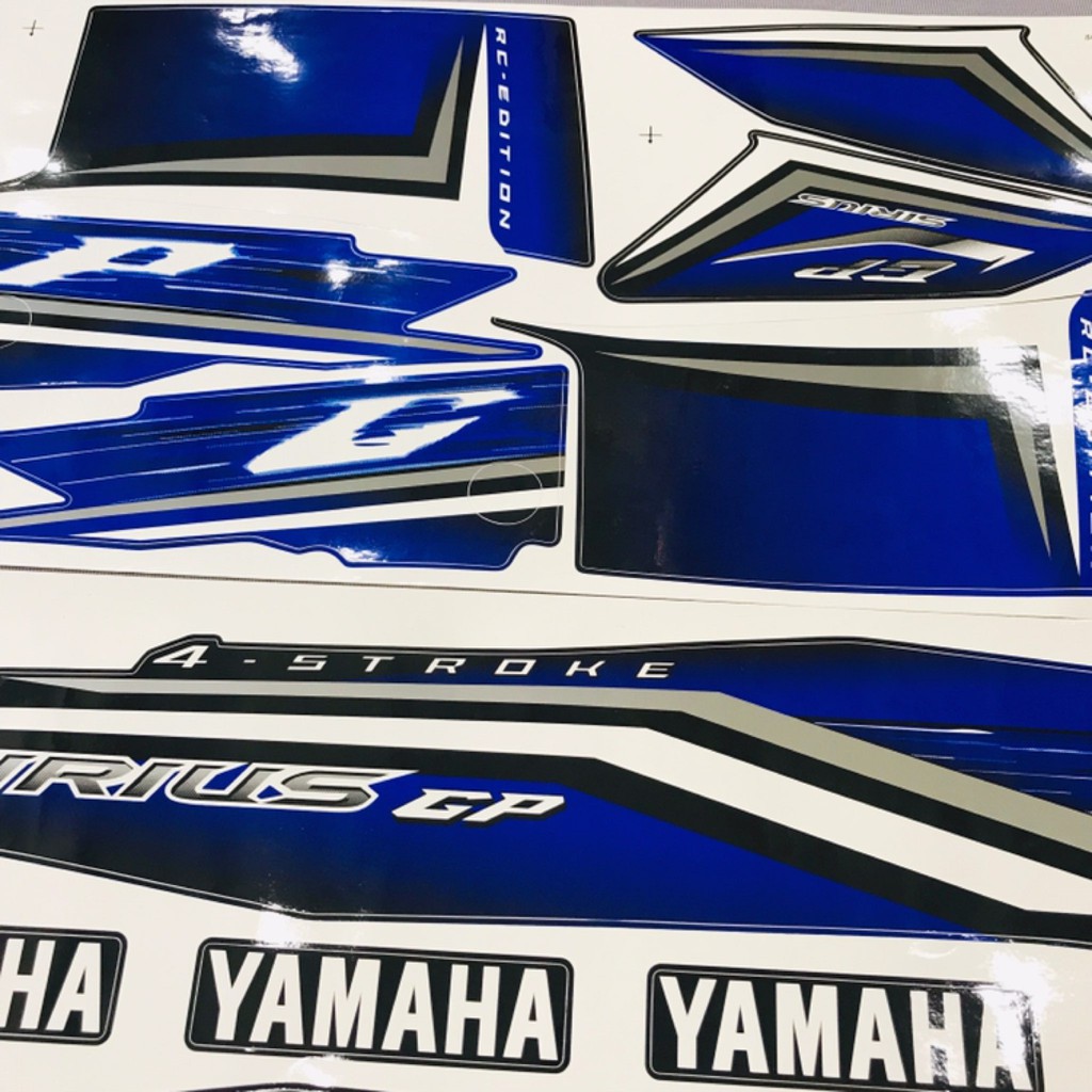 Nguyên bộ tem rời thái dán xe máy Yamaha Sirius GP màu xanh dương zin