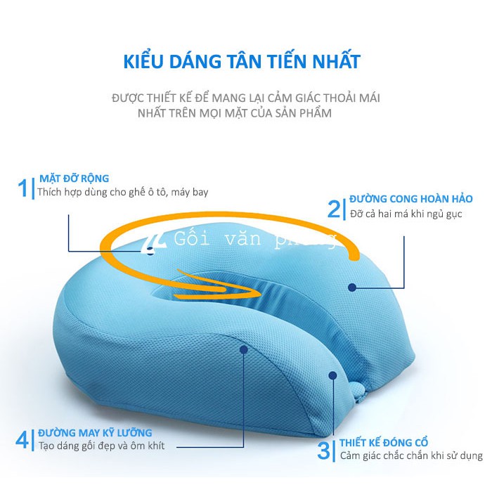Gối Kê Cổ Gel Lạnh Cao Cấp ZURI PILLOW GLC-02  Có Khuy Cài, Chống Mỏi Cổ, Đau Mỏi Vai Gáy