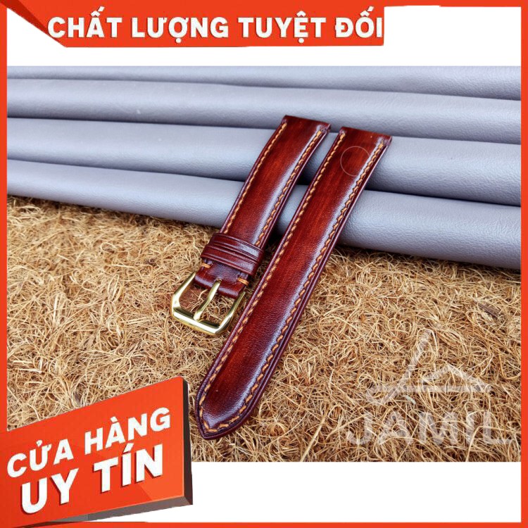 Dây Đồng Hồ Handmade da bò Veg Ý màu nâu; Tặng kèm khóa kim, Tool tháo lắp, Chốt gắn Spring bar