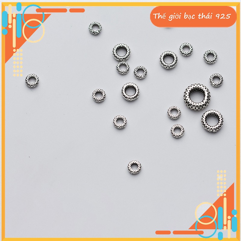 Charm bạc chặn hạt họa tiết hoa văn