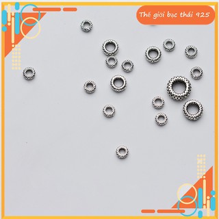 Charm bạc chặn hạt họa tiết hoa văn