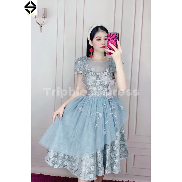 Đầm xoè dự tiệc công chúa lưới nhũ kim tuyến TRIPBLE T DRESS - size M/L - MS361V