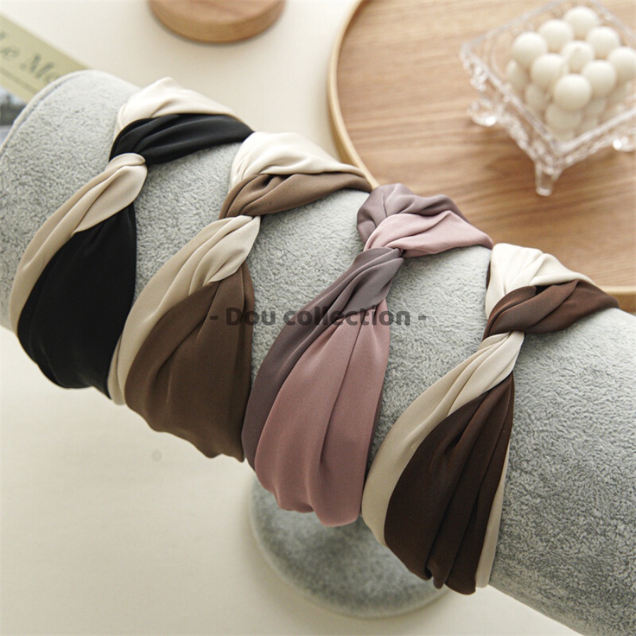 Cài tóc bờm tóc nữ lụa phối hai màu chéo băng đô trơn satin cao cấp hàn quốc - Chất liệu lụa satin - Handmade - Mã CT020