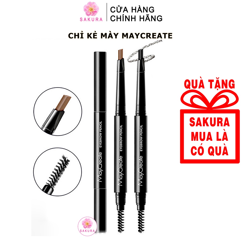 Chì kẻ mày MAYCREATE Bút kẻ mày 2 đầu tiện lợi không thấm nước nội địa trung SAKURA 5g