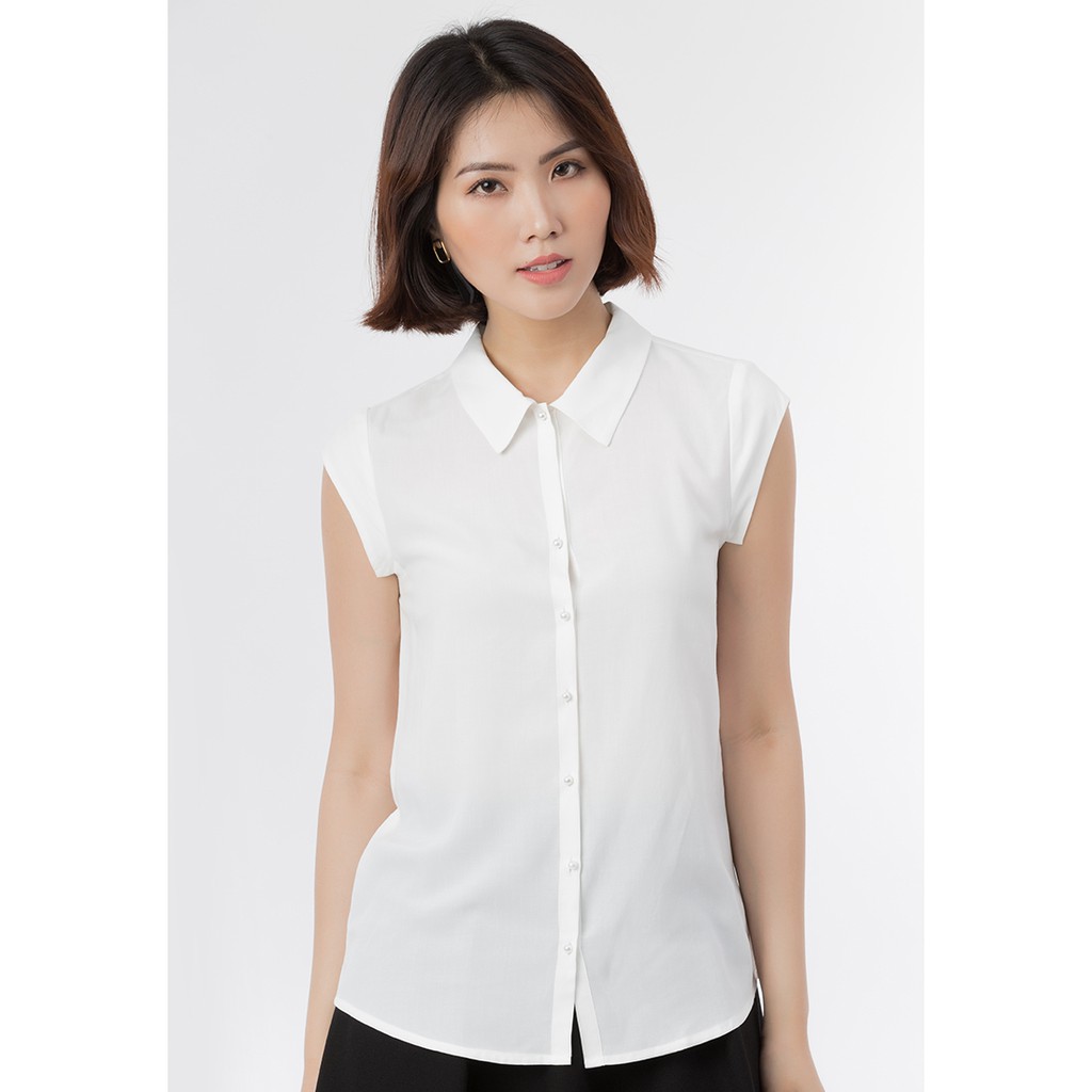 LEENA - 9AN02 - Áo kiểu tay con cổ sơ mi
