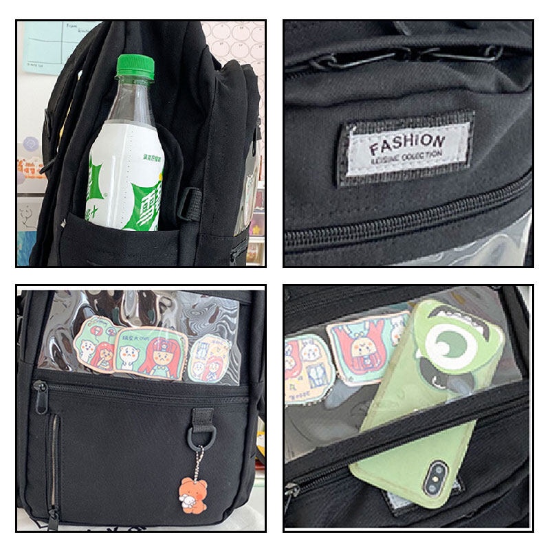 YA ZHOU LONG  Ba Lô Đi Học Mềm Mại Họa Tiết Hoạt Hình Sáng Tạo Kiểu Hàn Quốc Cho Nữ ins