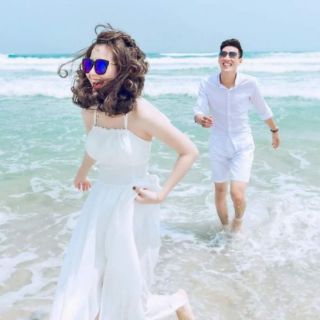 Váy maxi trắng đi biển /chụp hình cưới hot nhất