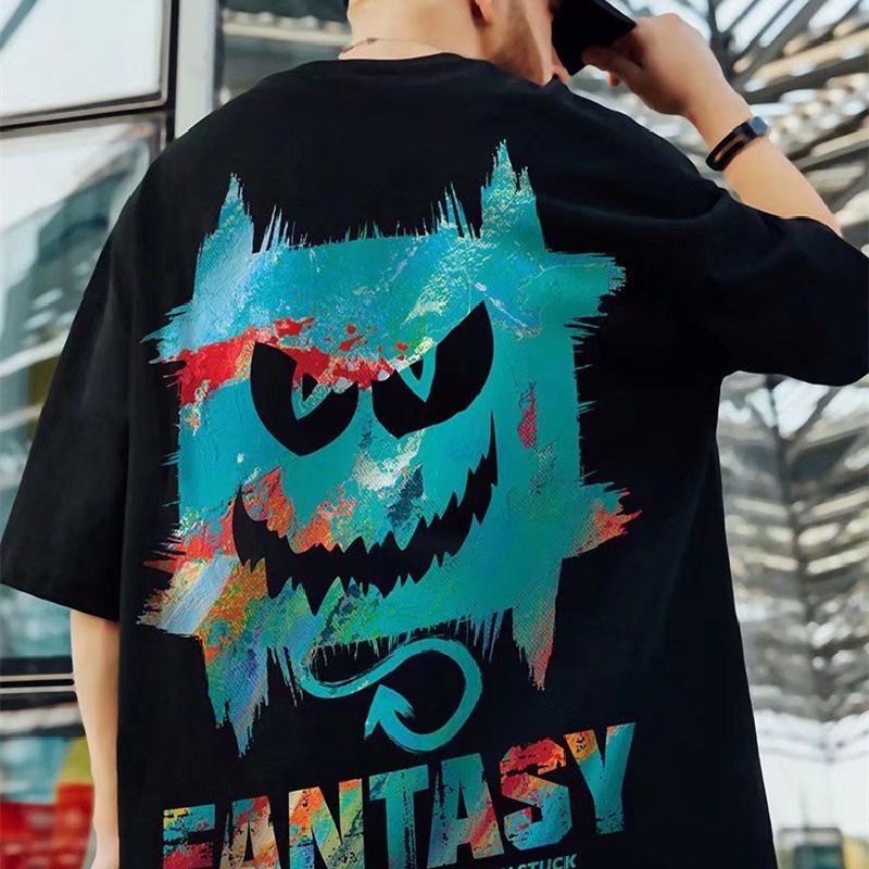 Áo Thun Dáng Rộng In Họa Tiết Hoạt Hình Phong Cách Hip Hop Thời Trang Mùa Hè Cho Nam Và Nữ [M-8XL]