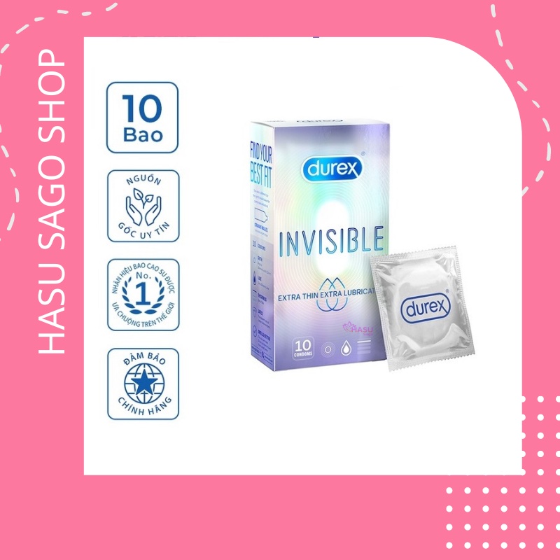 [Chính hãng che tên] Bao cao su Durex Extra Thin Extra Lubricated 10 bao
