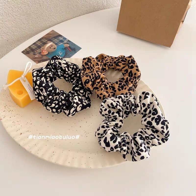 Dây buộc tóc, cột tóc Scrunchies họa tiết da báo phong cách Vintage thời trang cho nữ JeliShop