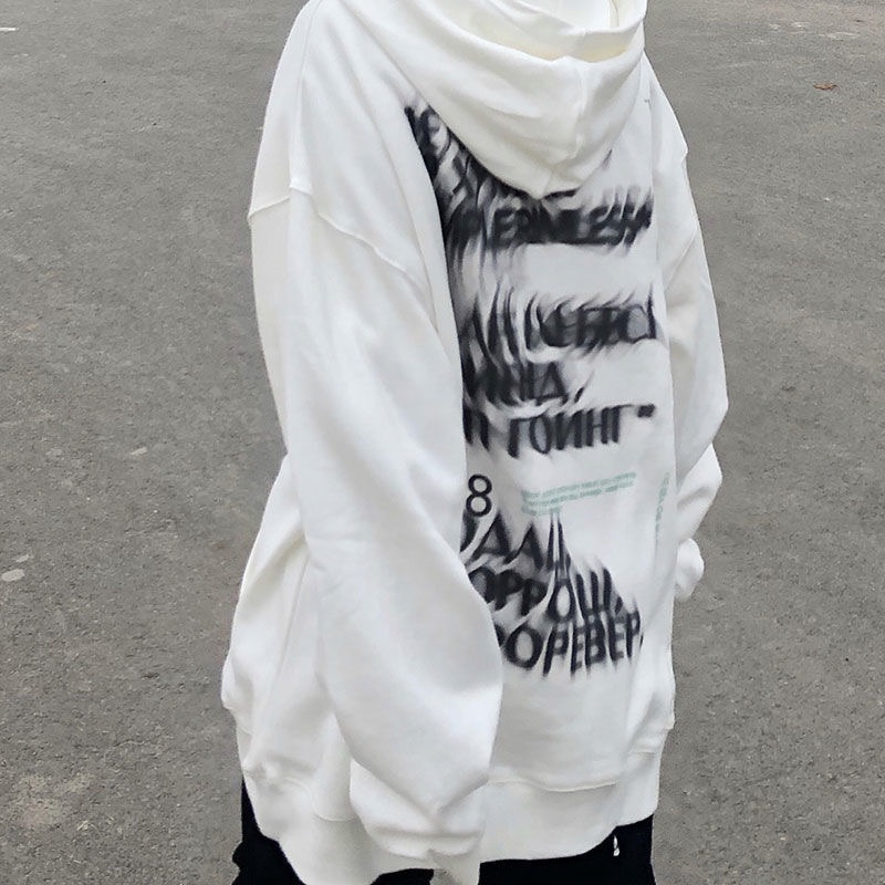 Áo Hoodie Dáng Rộng In Chữ Phong Cách Hàn Quốc Dành Cho Nữ