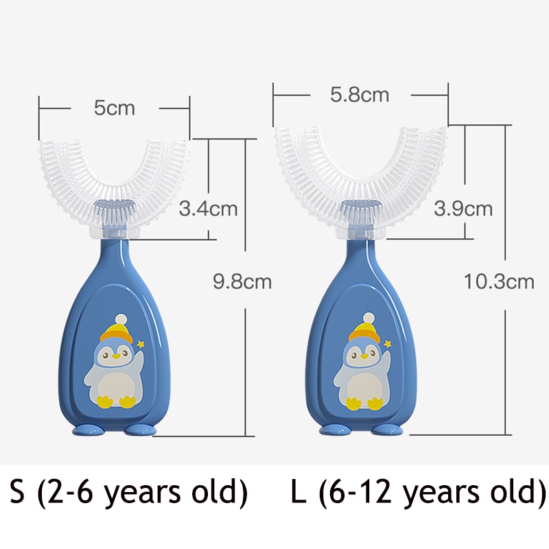Bàn chải đánh răng trẻ em hình chữ U bằng silicon cho bé 2-12 tuổi