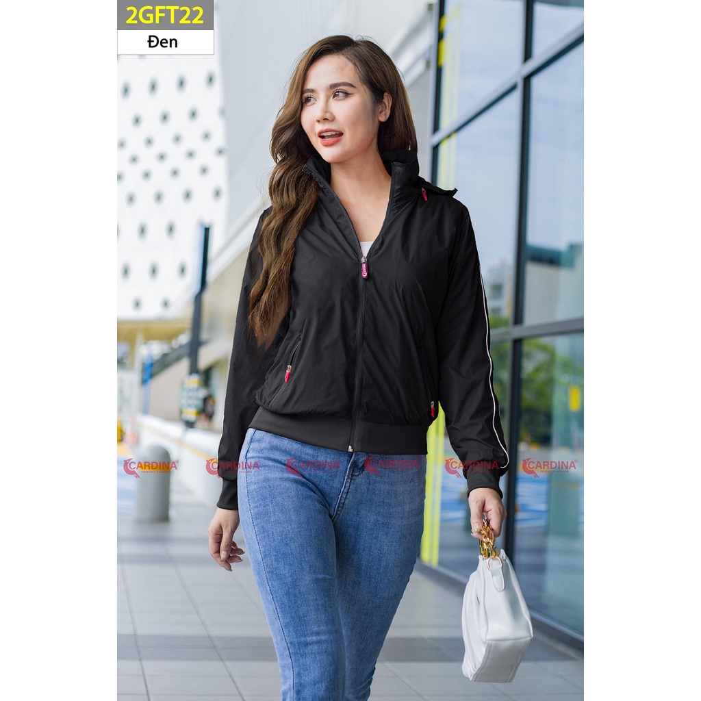 Áo Gió Nữ 𝐂𝐀𝐑𝐃𝐈𝐍𝐀 2 Lớp Lót Lưới Cao Cấp Viền Thể Thao Siêu Nhẹ Cản Gió Cản Bụi Chống Nước 2GFT