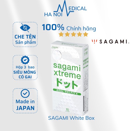 [HỘP 10 CHIẾC] Bao cao su Sagami Xtreme Dots Type White Box - Nhật Bản CÓ GÂN GAI TĂNG KÍCH THÍCH