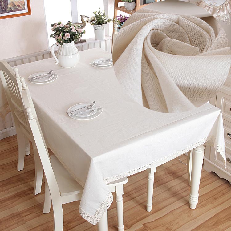 Khăn trải bàn vải bố màu trắng be trơn KB007 Pink Xinh Decor trang trí nhà cửa bàn ăn table cloth home decor