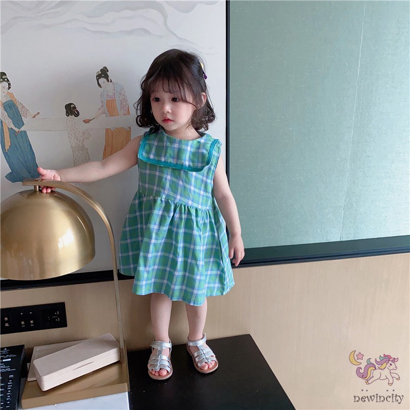 Đầm Bé Gái Sọc Ca Rô Xinh Xắn Đáng Yêu