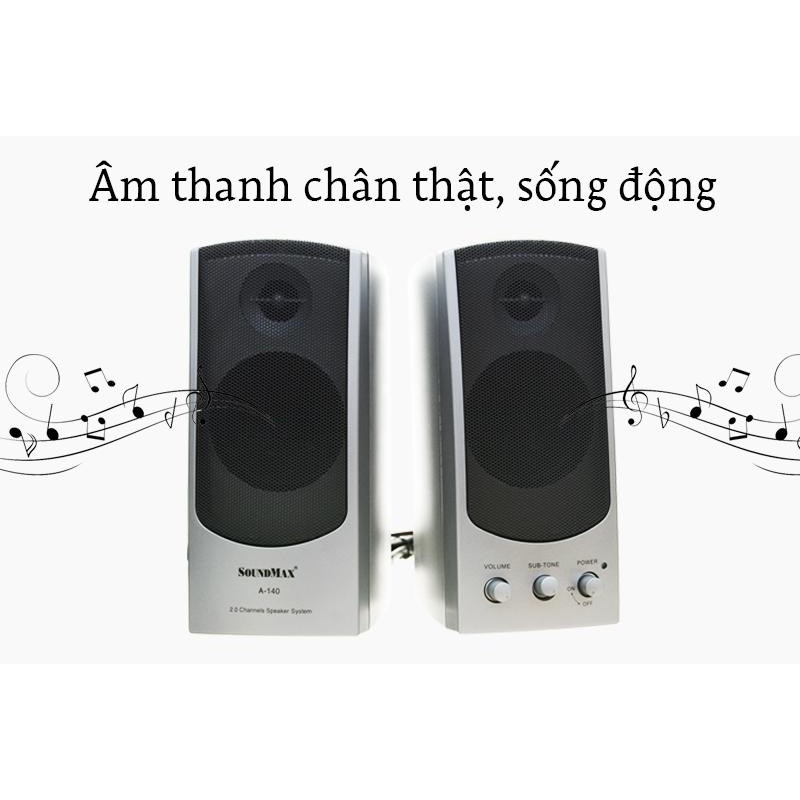 [Mã ELFLASH5 giảm 20K đơn 50K] Loa máy tính vi tính Soundmax A140 - 2.0 (Hãng phân phối chính thức)