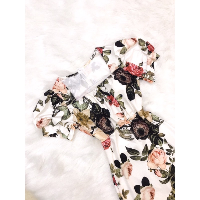 Đầm body họa tiết in hoa 3D nhún ngực xinh  lung linh kèm hình thật