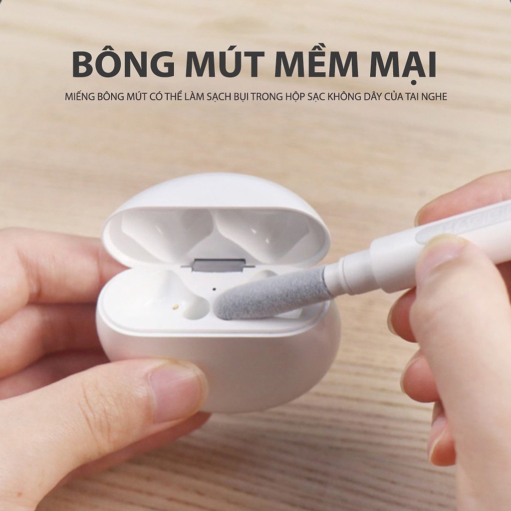 Bút Vệ Sinh Tai Nghe Làm Sạch Airpod Bluetooth Không Dây Điện Thoại Máy Ảnh 3 Trong 1 Cao Cấp Không Bụi Bẩn Hộp Đựng Loa