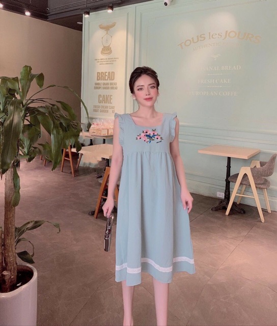 Váy bầu mùa hè thiết kế Aidenshop đầm bầu thời trang chất đũi mát