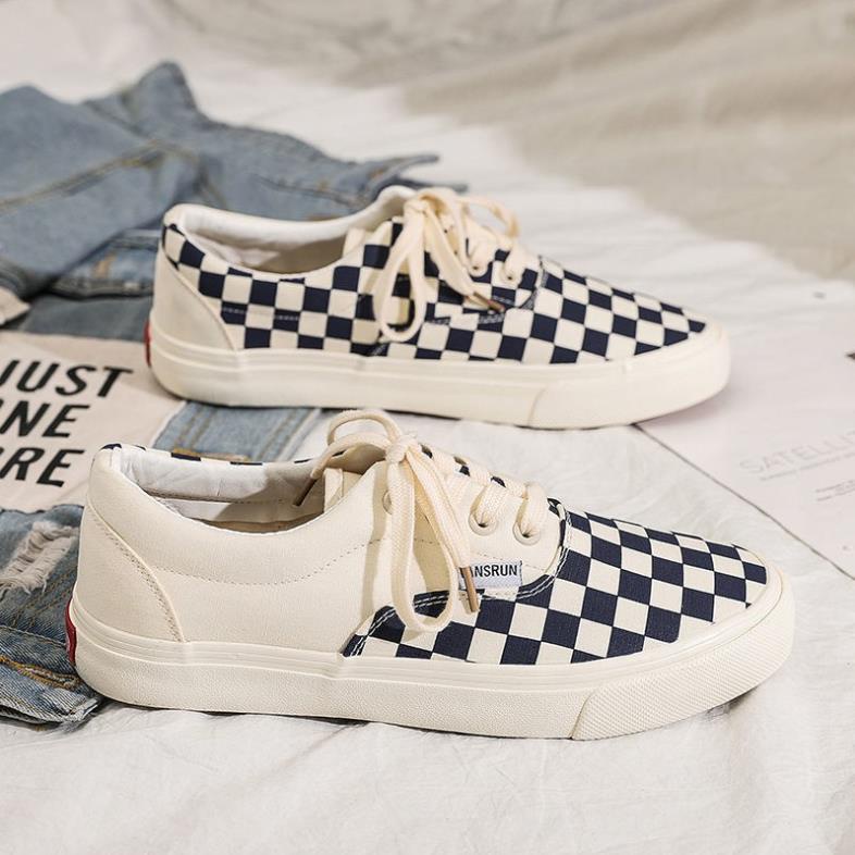Giày thể thao sneaker Vans caro buộc dây hàng đẹp full box bill dành cho nam nữ